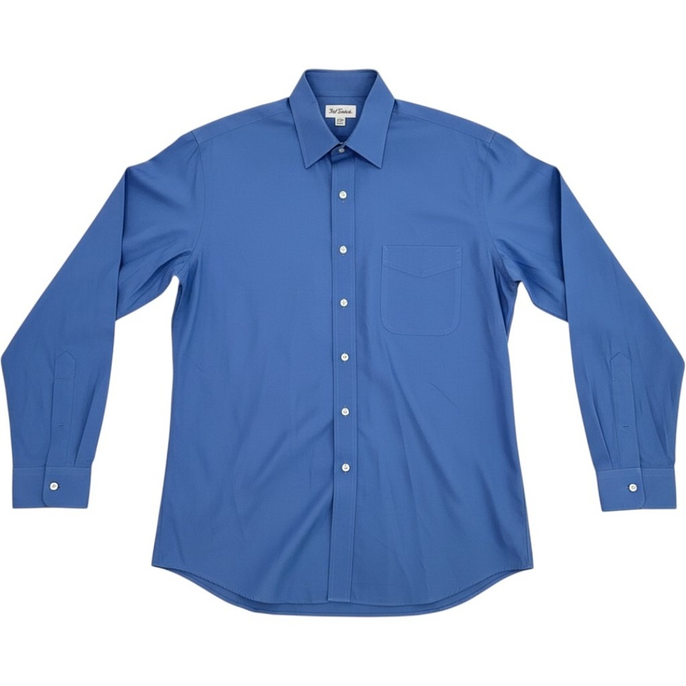 Paul Fredrick Mens Blue Imperial 100s Broadcloth Tab Collar Dress Shirt 15.5 35